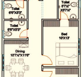 Type No-8, 3 BHK -1430 sft, West Facing